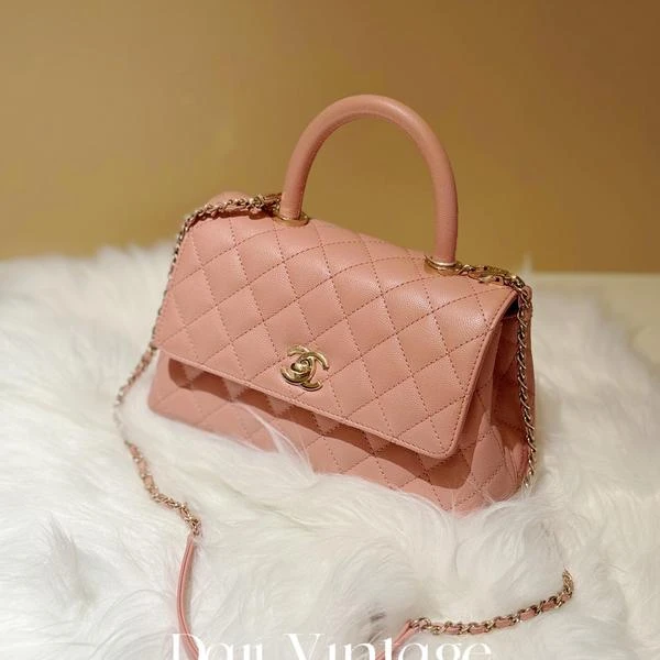 大吉中古/Chanel香奈儿23k coco handle樱花粉小号手提斜挎包