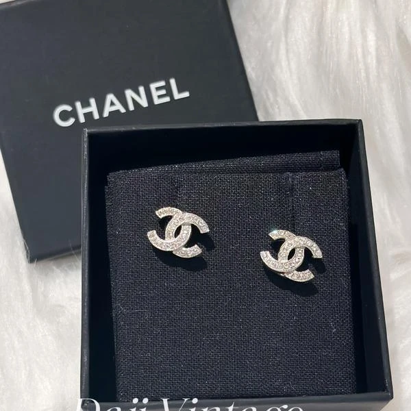 大吉中古/CHANEL香奈儿双c满钻耳钉