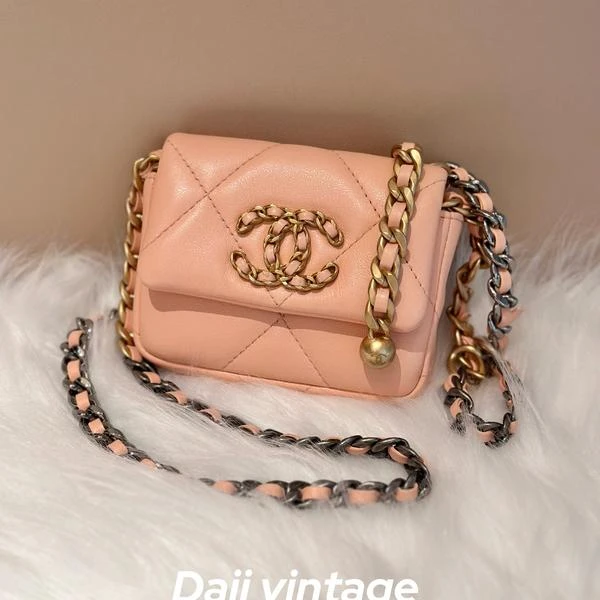 大吉中古/Chanel香奈儿19bag腰包粉色