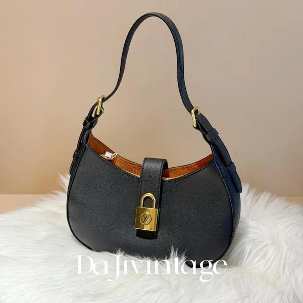 大吉中古/lv路易威登黑金锁头月亮单肩包