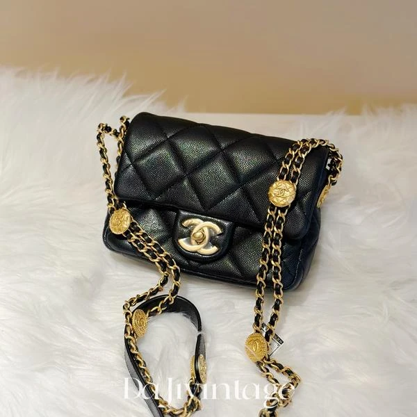 大吉中古/Chanel香奈儿22A金币链条方胖斜挎包