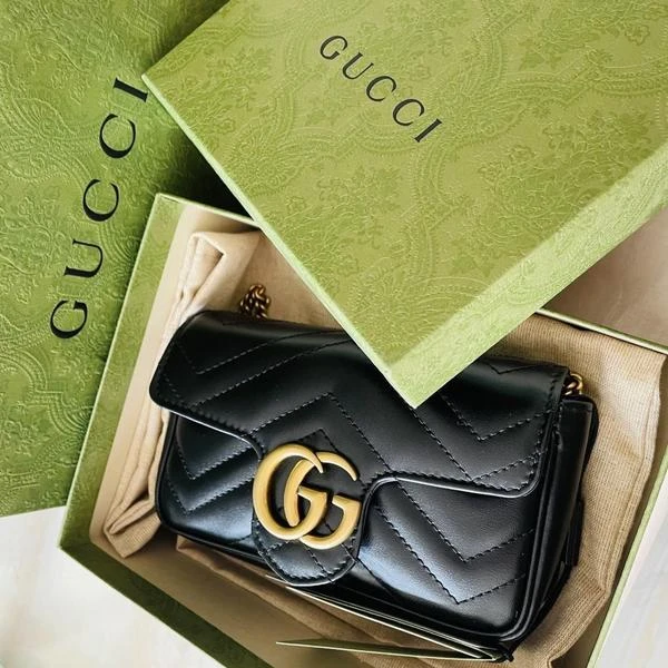 99新 GUCCI/古驰 大吉中古/Gucci古驰黑金mini马蒙斜挎包