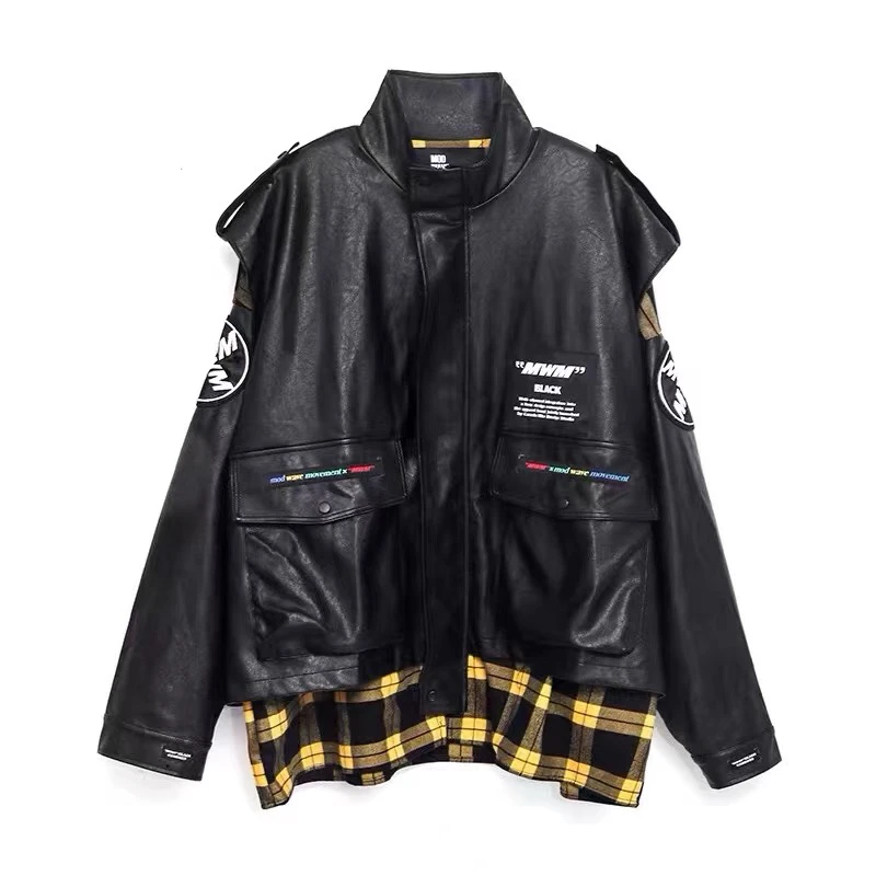 MWM木村井泓ooxoo潮汇个性潮流秋季新款皮衣拼接外套MW051070079