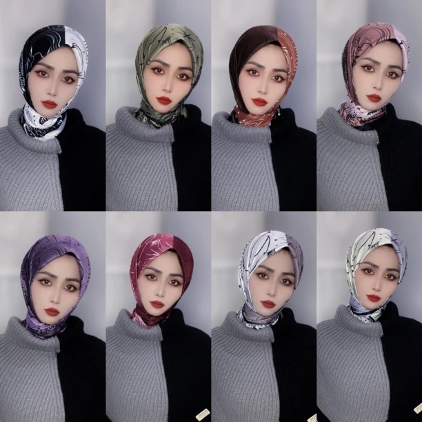 拼色醋酸面料方巾