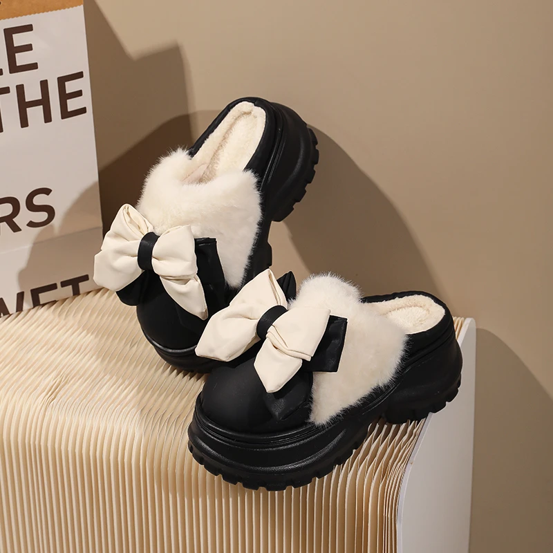 厚底棉拖鞋居家室内2025新款女秋冬季外穿保暖防水防滑保暖毛毛鞋