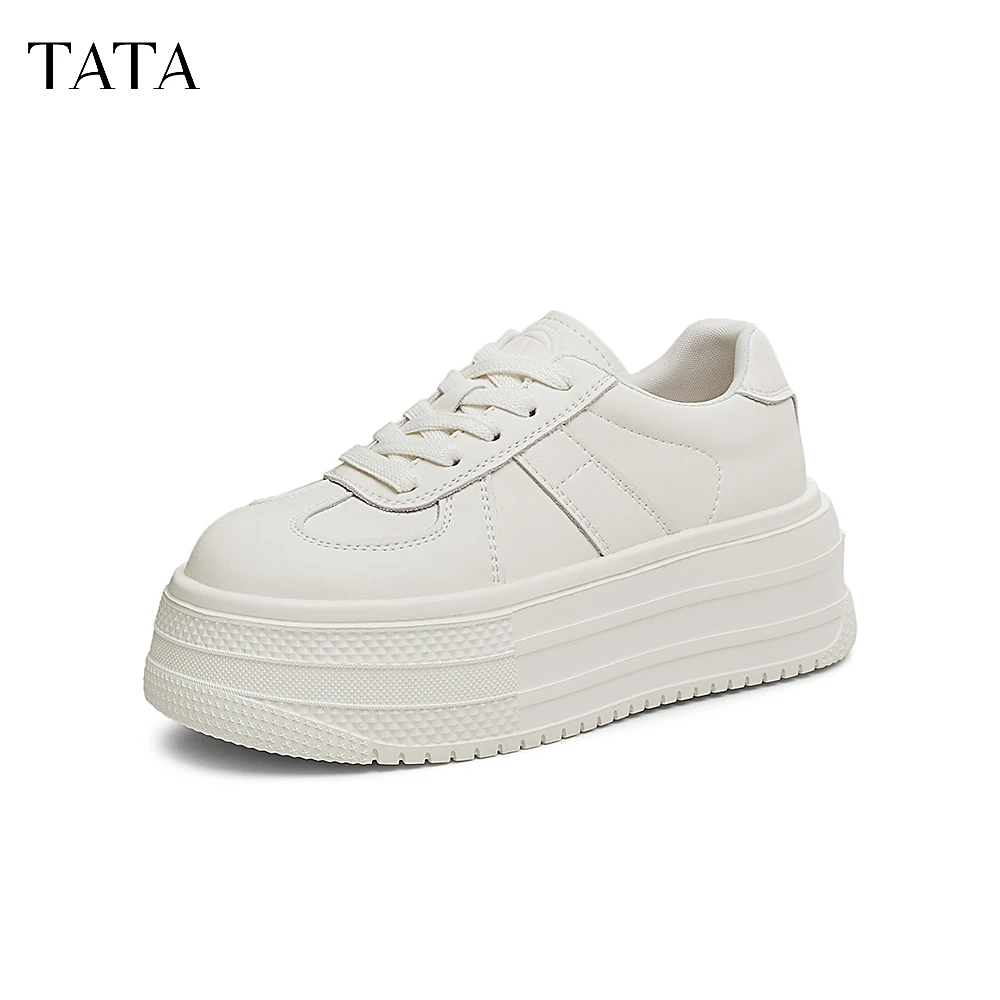TATA他她燕麦饼干厚底小白鞋女鞋增高松糕休闲板鞋子春季CCW02AM5