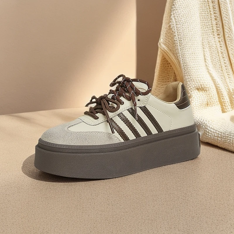 TATA他她乌梅子酱厚底德训鞋女鞋春季新款休闲增高板鞋女W9B02AM5