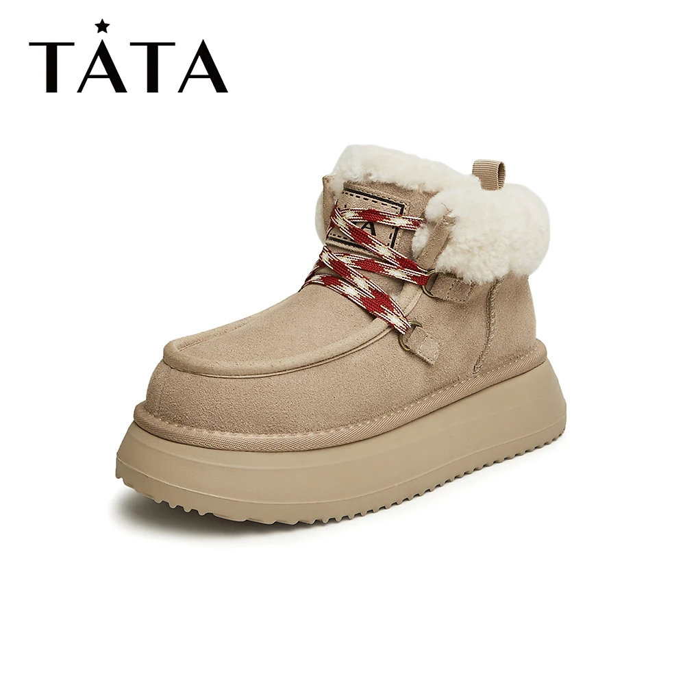 【龙年穿搭】Tata他她厚底雪地靴女防滑保暖加绒短靴棉鞋WG301DD3