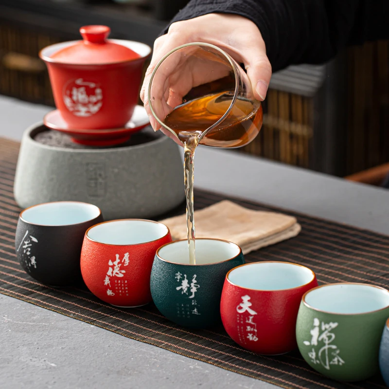 【晴天推荐】粗陶主人杯单杯陶瓷茶杯大号复古品茗杯不倒杯姓名杯