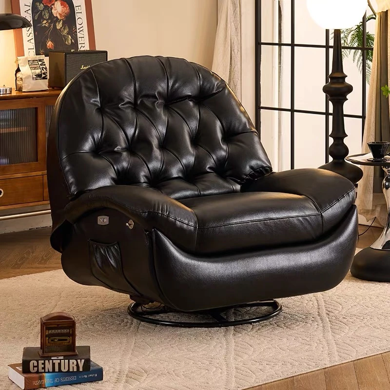 真皮头等舱多功能沙发客厅家用休闲电动摇椅卧室单人懒人旋转躺椅