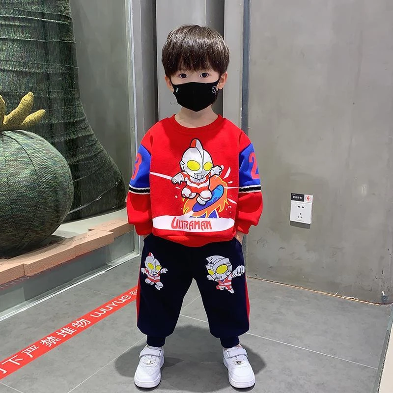 奥特曼衣服男童冬装套装2023新款儿童装秋冬男宝卫衣加绒男孩冬季