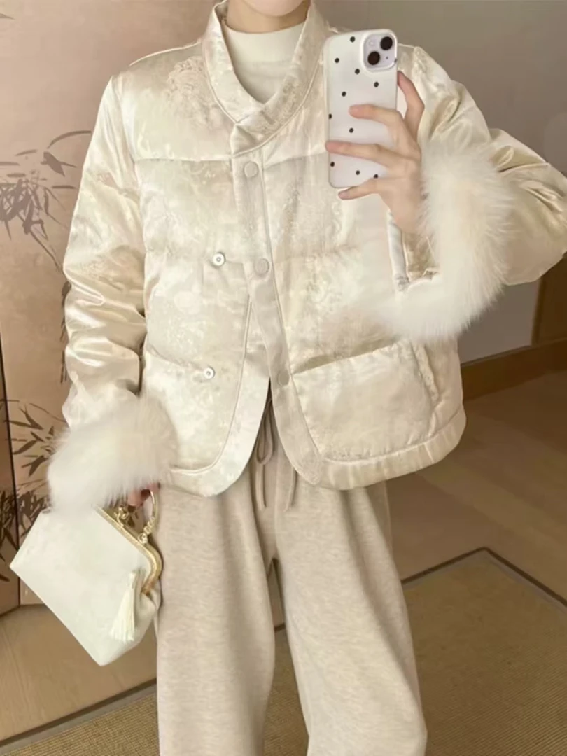 955新中式国风提花加棉加厚棉衣棉服