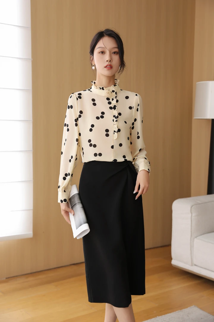 衬衫显瘦气质衬衣长袖时尚复古春季波点秋季设计感洋气法式轻熟