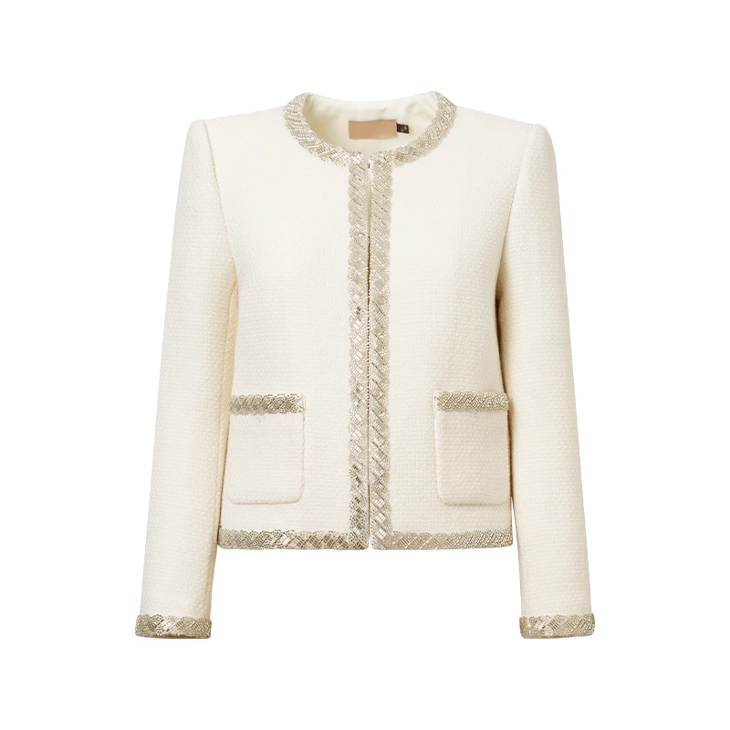 【iditto】新款重工钉珠显瘦法式名媛白月光小香风外套女TVDC385