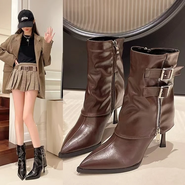 《新疆包邮》女鞋女靴细跟短靴时装裤子靴1955