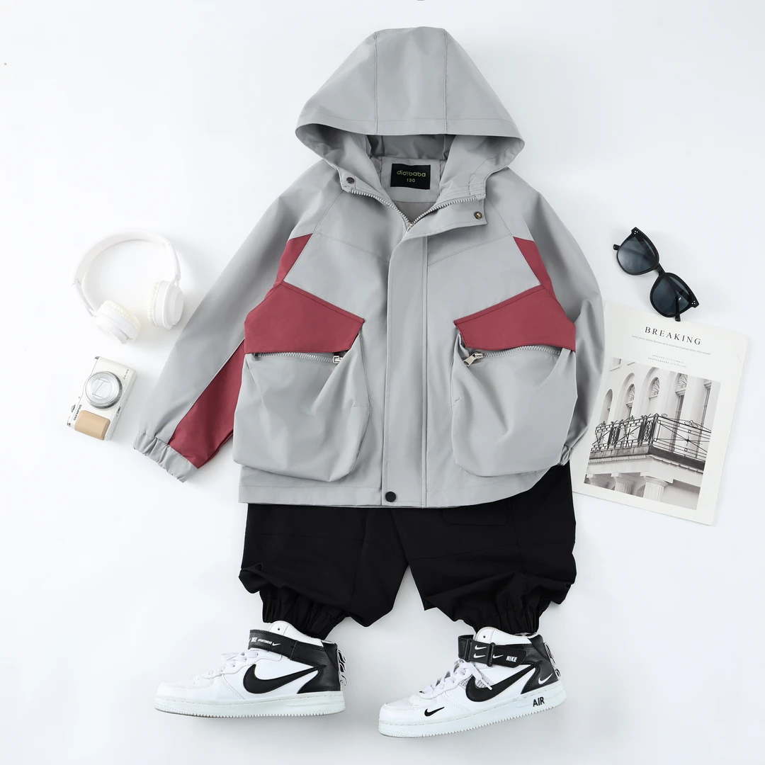 DIDIBABA/滴滴巴巴男童户外运动中大童防风连帽秋装外套DCY51059