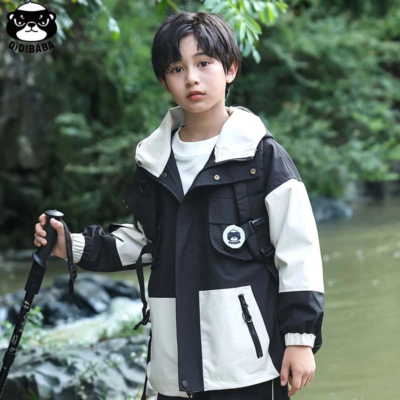 滴滴巴巴童装男童女童冲锋衣亲子款男童外套防水休闲DC523