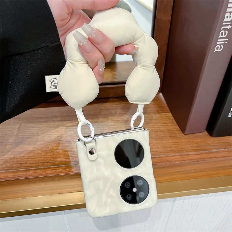奶油黄手绳适用华为p50pocket手机壳pockets折叠pocket 2保护套女