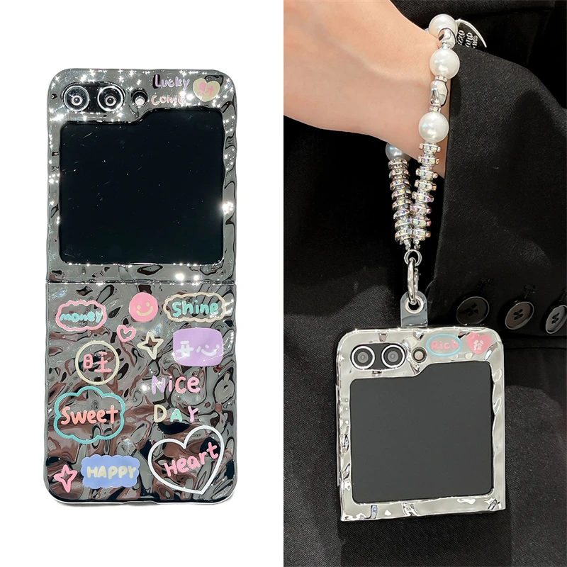 水波纹文字发财适用三星zflip5手机壳zflip3折叠zflip4防摔保护套