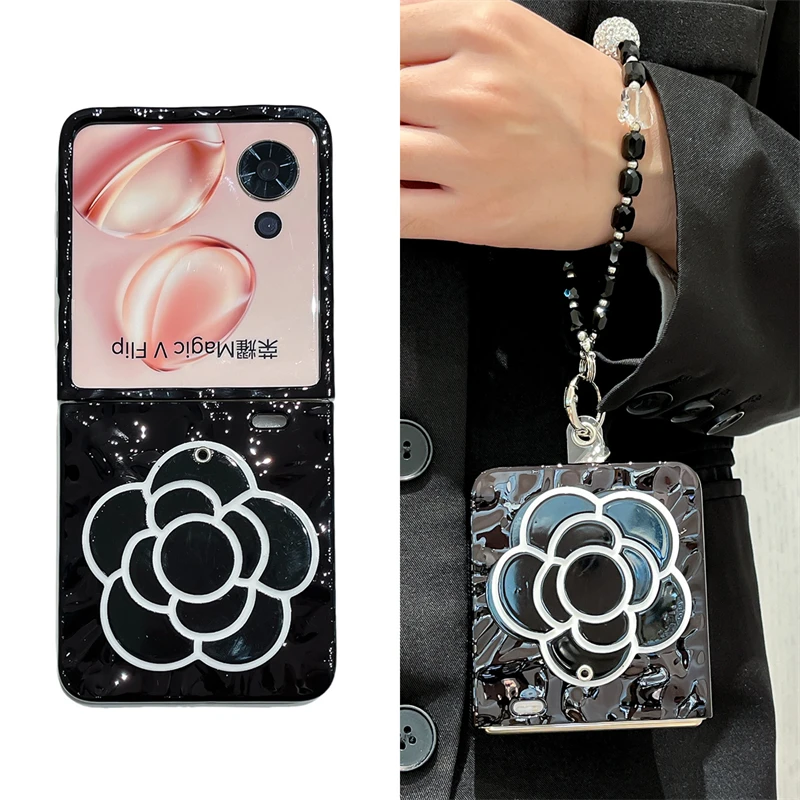 高级黑山茶花镜子适用荣耀Magic V Flip折叠手机壳vflip女保护套