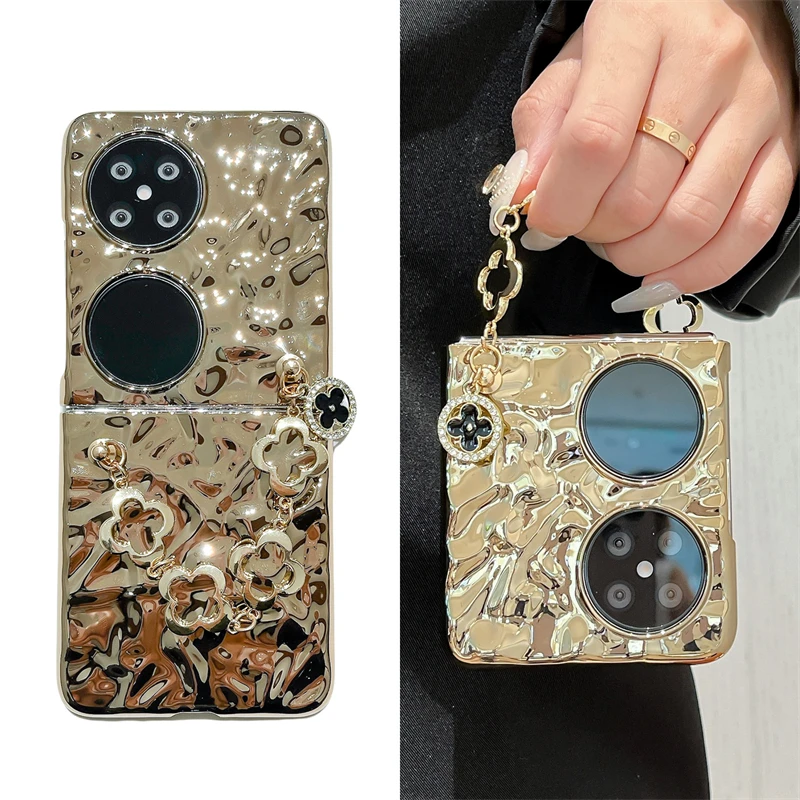 土豪金皱褶适用华为p50pocket手机壳pockets折叠pocket 2保护套女