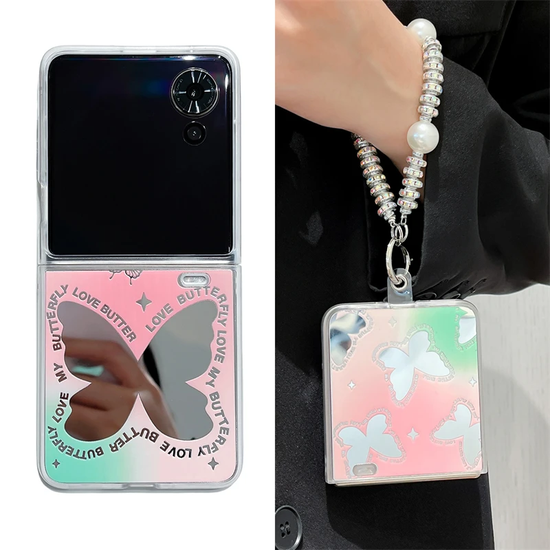 ins风蝴蝶镜子适用荣耀Magic V Flip折叠手机壳vflip保护套女款
