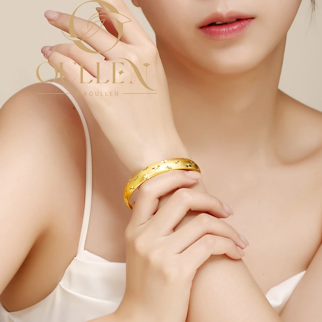 OULLEN 铜合金手镯 高级感小众轻奢简约大方满天星开口女士手镯