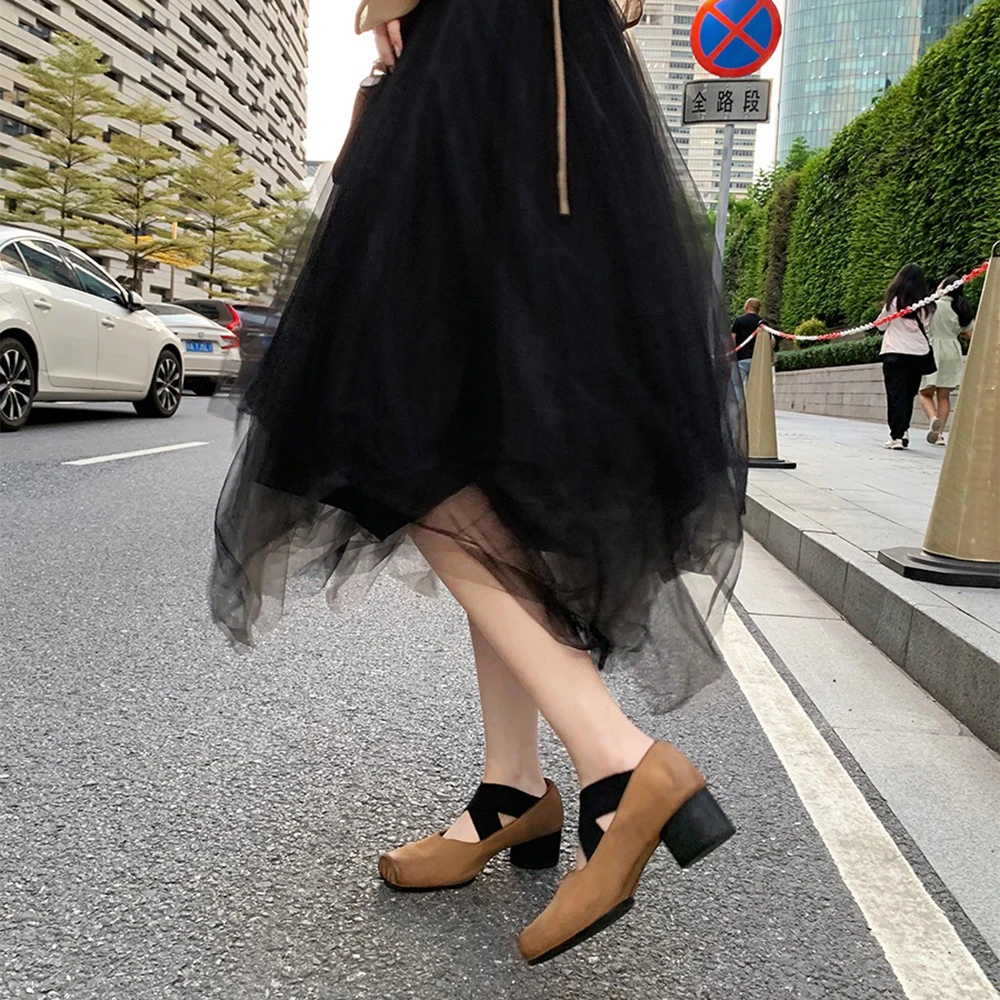 H816-1葡萄妈studiole 玛丽珍单鞋复古交叉带方头牛皮芭蕾舞鞋