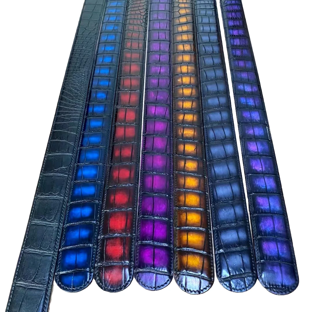 美州鳄鱼皮腰带 男士高端摖色真鳄鱼皮腰带3.8潮流商务时尚高品质