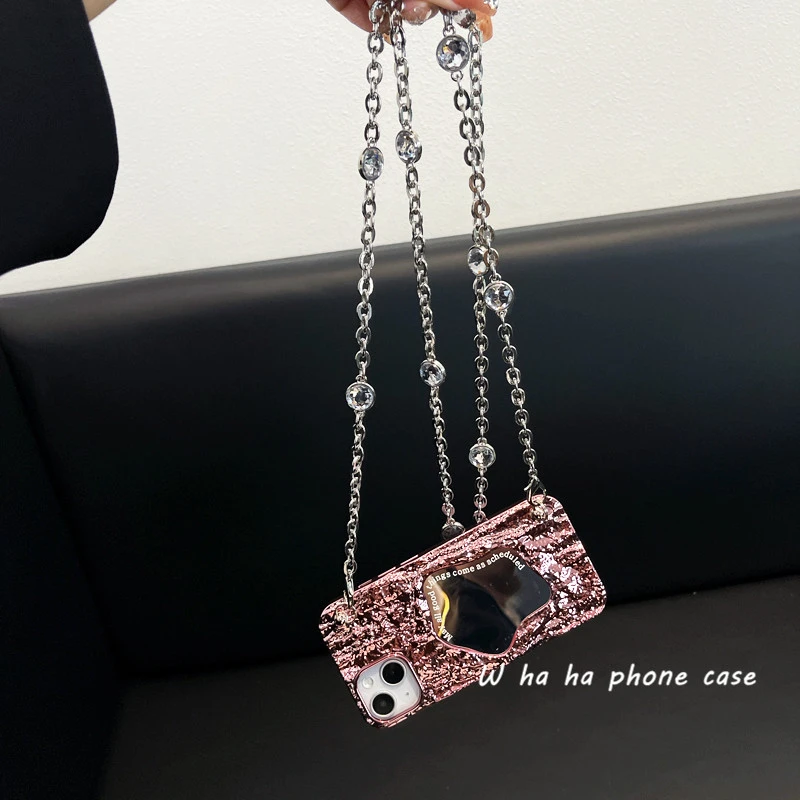 苹果/华为褶皱镜子苹果14promax手机壳iphone12女13pro华为p60软
