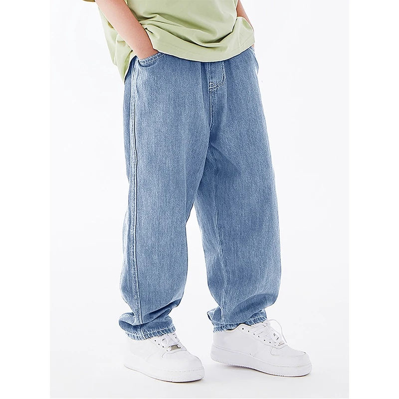 DK潮牌童装夏季女男童牛仔裤直筒洋气中大童儿童休闲宽松长裤薄款