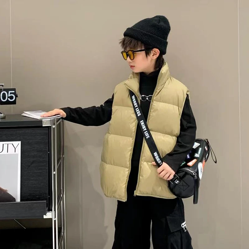 DK童装2024年冬季新款女男童轻羽绒服马甲儿童中大童背心坎肩外套