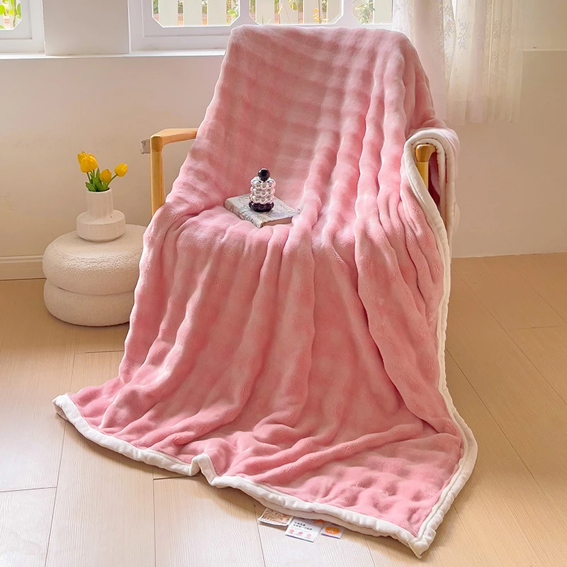 法兰绒沙发毛毯被子加厚盖毯秋冬季珊瑚午睡毯办公室单人小毯子