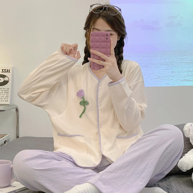 月子服夏季薄款产后4-5月份哺乳衣喂奶孕妇睡衣进产房家居服夏天