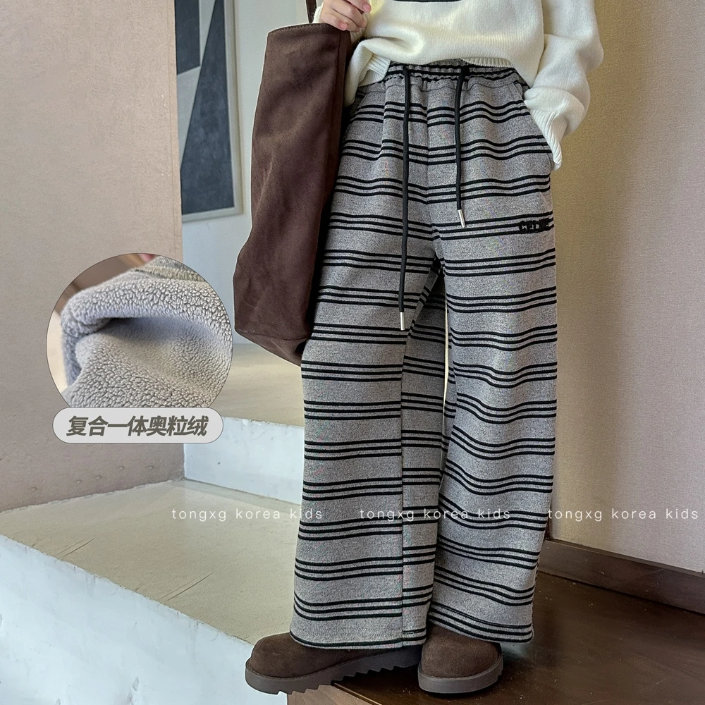 【自在如风】慵懒风条纹阔腿裤休闲裤秋冬新品宽松显瘦长裤kt053