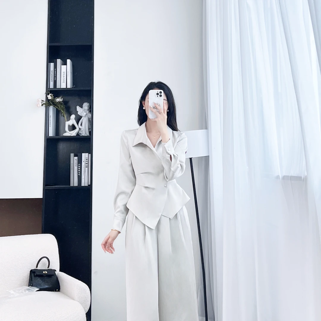 拉夏贝尔/25现货清仓新法式优雅轻奢气质上衣+长裤 10042 MQC