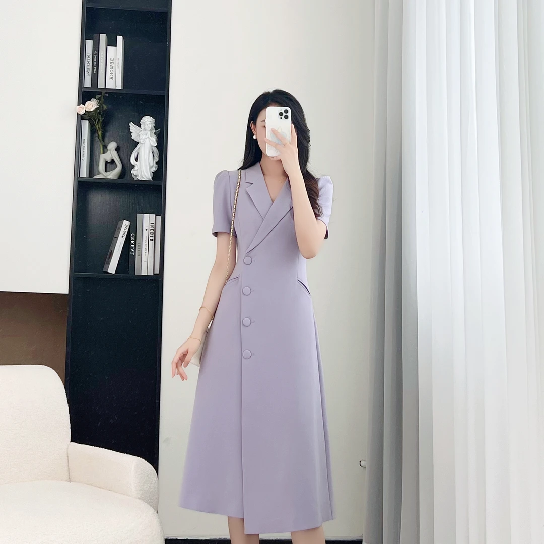 拉夏贝尔/25现货清仓显瘦新休闲优雅西装连衣裙 1453 MQC