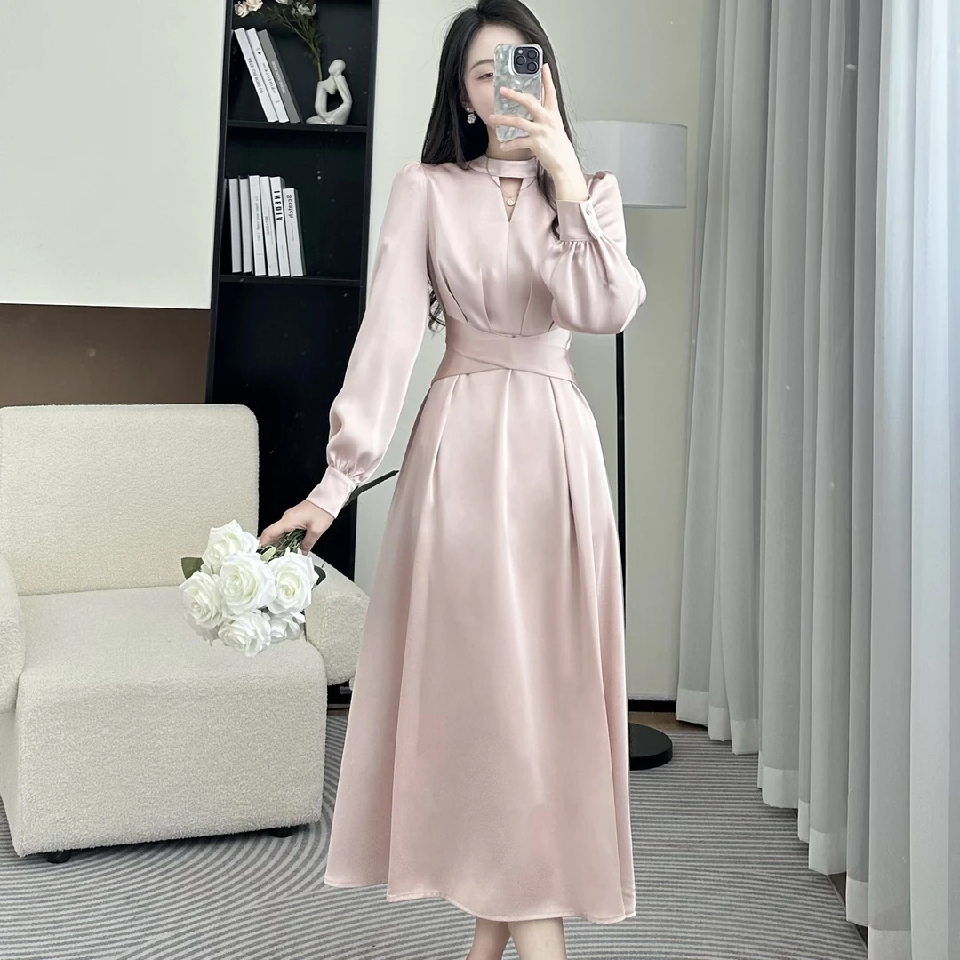 拉夏贝尔24现货年秋季新法式气质高腰显瘦赫本风连衣裙 9430 LCZ