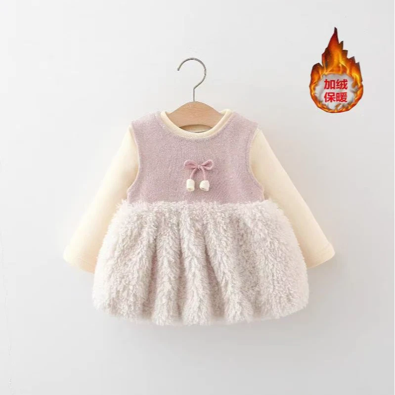 女童中小童2024新款儿童春秋婴儿宝宝加绒女宝保暖秋冬加厚连衣裙