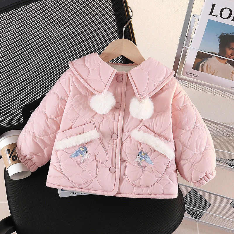 女童棉服冬季新款2024儿童加绒棉衣洋气宝宝冬装小童加厚保暖外套