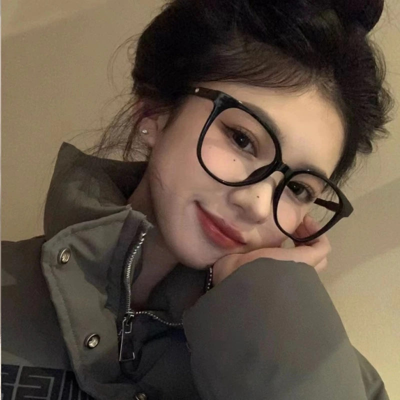韩国个性渐变灰可配近视度数眼镜女素颜显脸小防蓝光护眼平光镜女