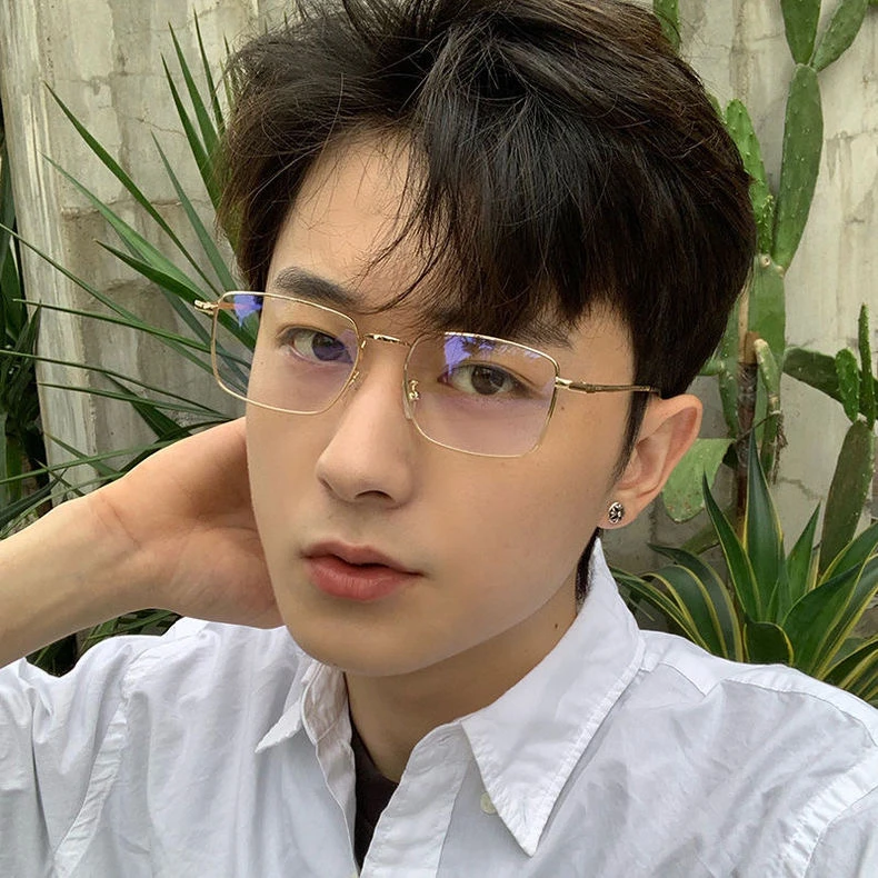 男女风金丝近视眼镜男可配度数斯文日常通勤学生平光镜方框防蓝光