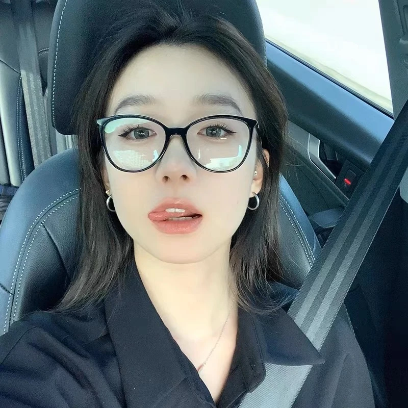 欧美猫眼黑框韩版平光镜女高级感复古ins小脸近视眼镜架可配度数