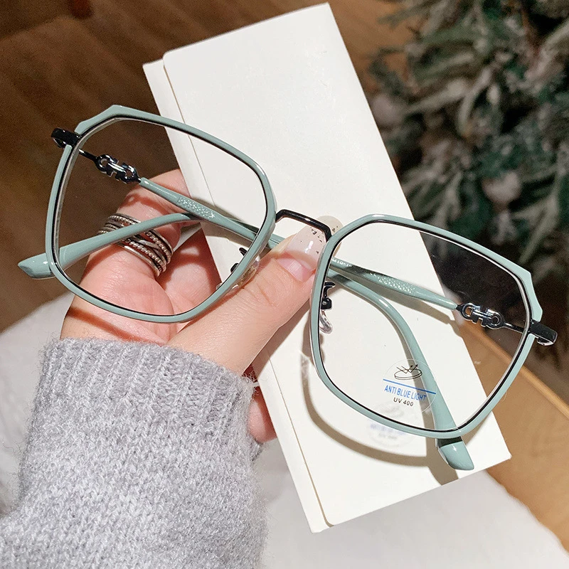 加厚闪粉宽边设计超轻防蓝光近视眼镜框架复古大框镶钻素颜眼镜架