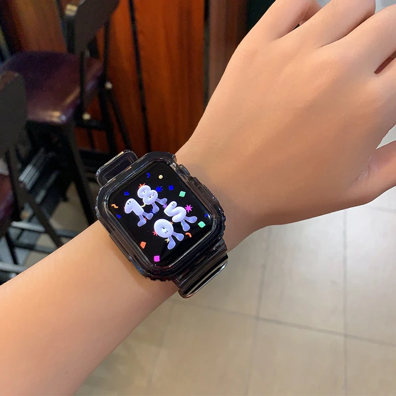 【苹果表带】适用苹果手表apple watch123456789SE透明护套一体表带