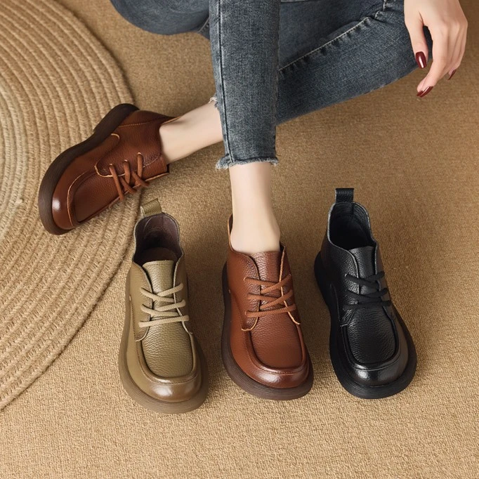 【胡子叔手工鞋】头层牛皮平底舒适秋冬休闲软底超柔短靴962366