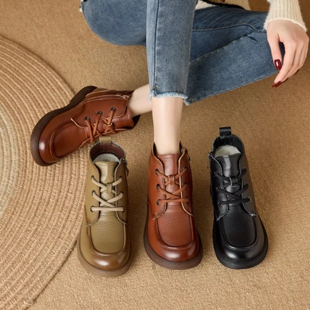 【胡子叔爆款】头层牛皮英伦风软底复古洋气牛皮马丁靴962366-1