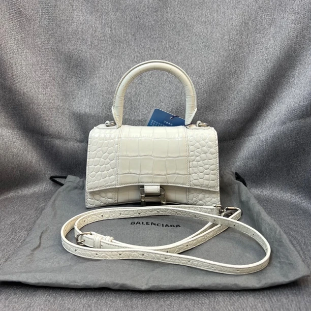99新 Balenciaga/巴黎世家 01788/沙漏/xs/鄂压纹/白/底长19/