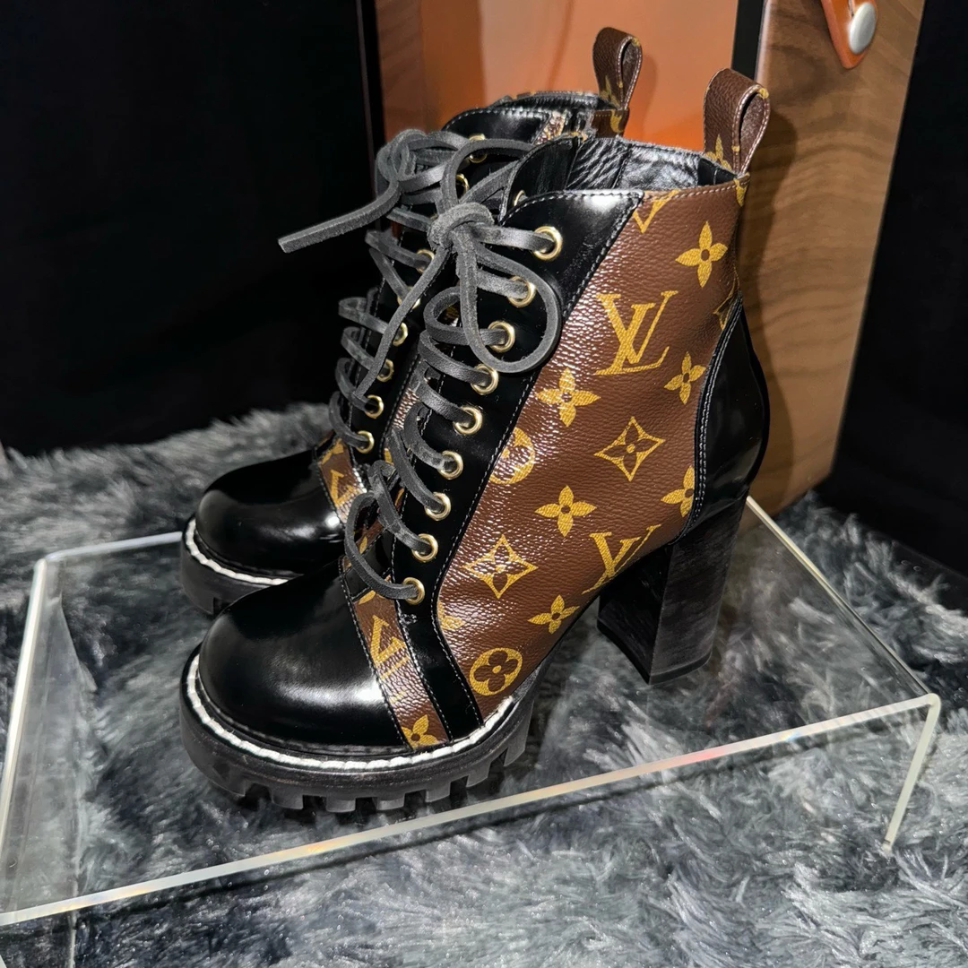 38码/LV 路易威登/老花高跟靴子/98新/ZN00155