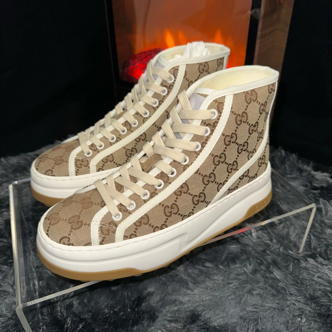 38.5码/Gucci 古驰/棕色老花高帮鞋/全新/ZN00043